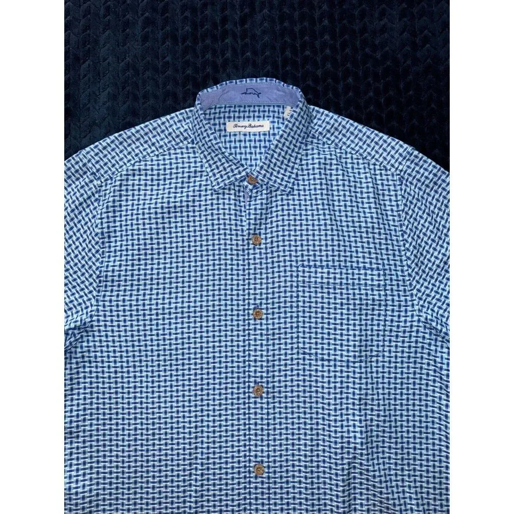 Tommy Bahama‎ Men's Checkered Button up Shirt Blue Island Size Medium